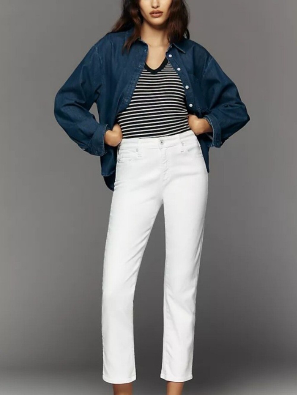 AG Goldschmeid Anthropologie White Mari Straight Denim Jeans Size 29 Cropped